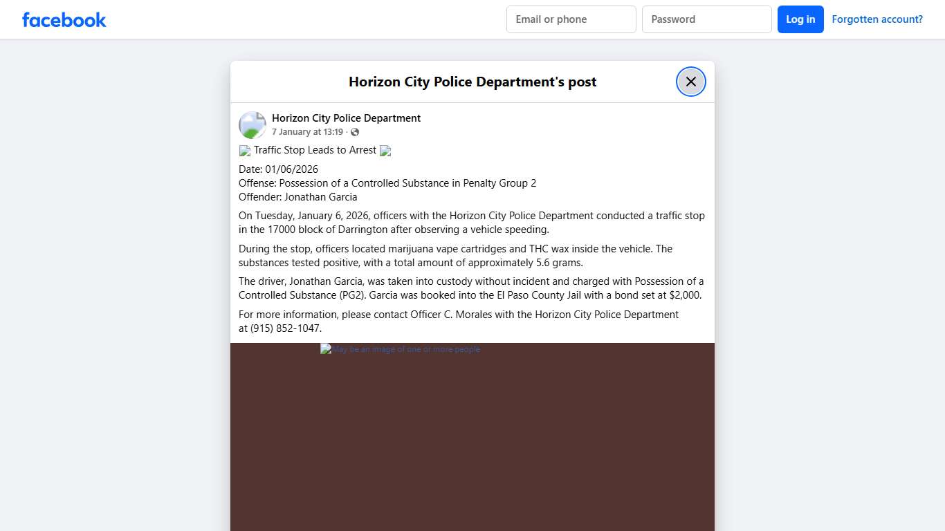 🚨 Traffic Stop Leads to... - Horizon City Police Department Facebook